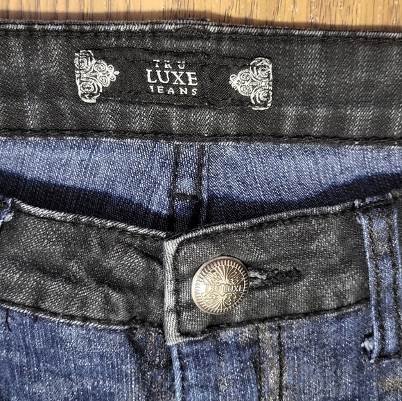 Tru Luxe Women’s Jeans Size 30/10 Blue Black Two-Tone Floral Stretch Denim B17 - Picture 5 of 12